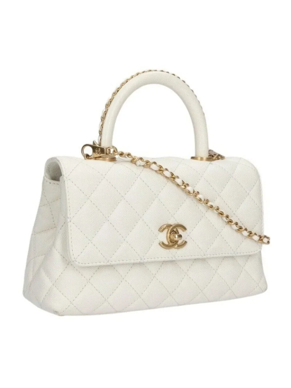 Chanel Top Handle Quilted CC Logo 2-Way Shoulder Bag 24